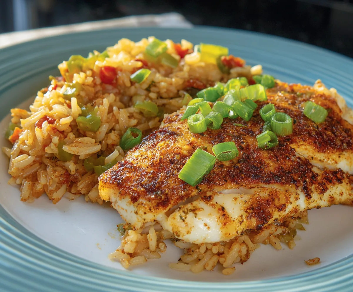 Easy Cajun Fish & Rice Bake